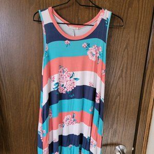 Viamor Striped Floral Dress Size Large